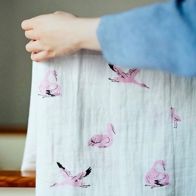 Organic Cotton Swaddle - Whooping Crane