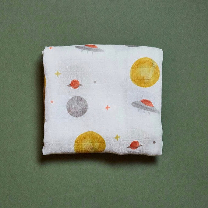Natural Bamboo Muslin Swaddle - Space