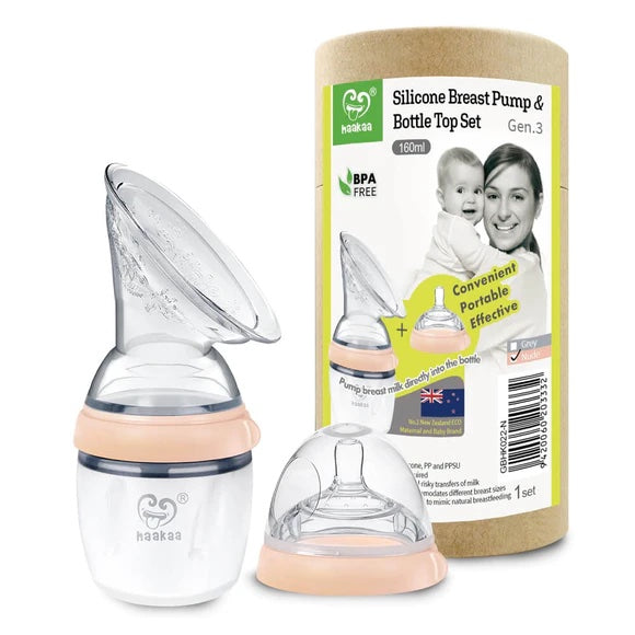 Haakaa Generation 3 160ml Breast Pump and Baby Bottle Top Set